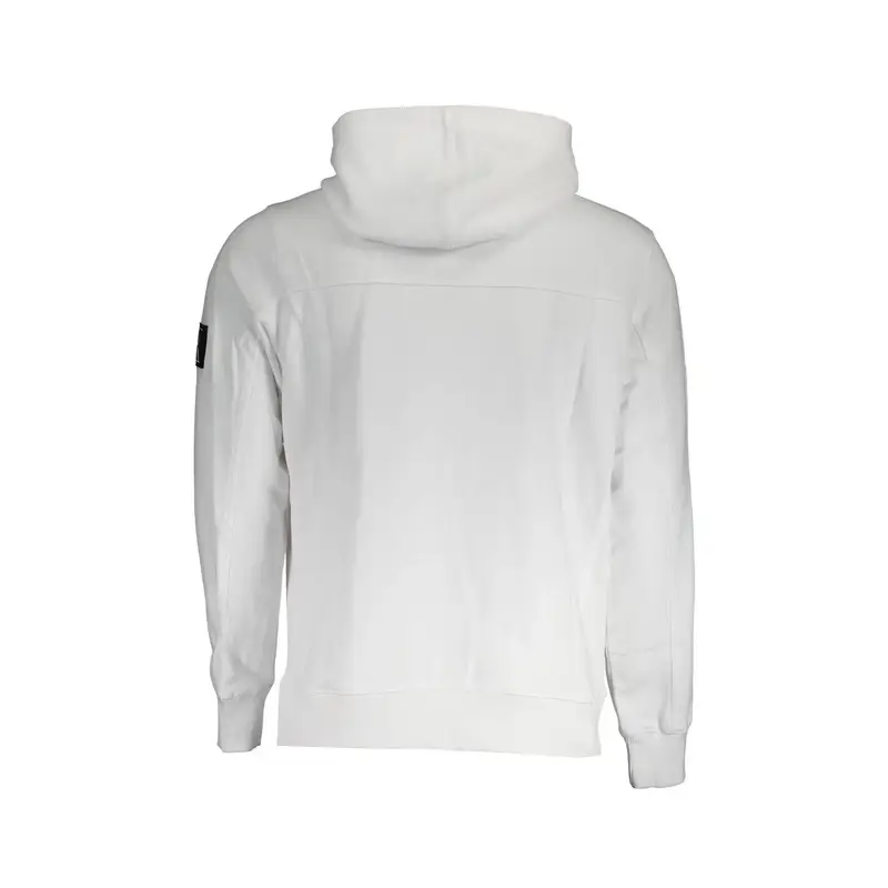 Felpa Uomo Bianca Cappuccio Tascone Applicazione Bianco miniatura 2