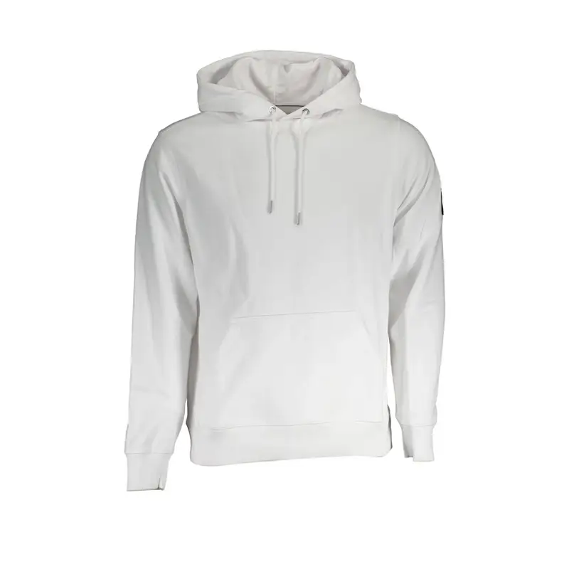 Felpa Uomo Bianca Cappuccio Tascone Applicazione Bianco