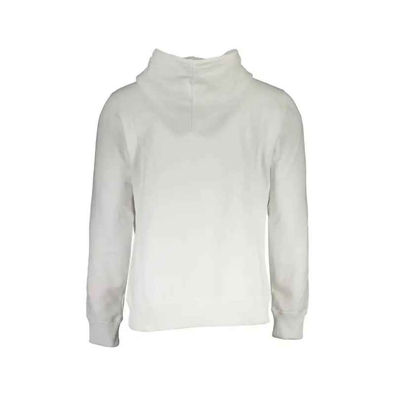 Felpa Uomo Bianca Cappuccio Tascone Contrasto Ricamo Bianco miniatura 2
