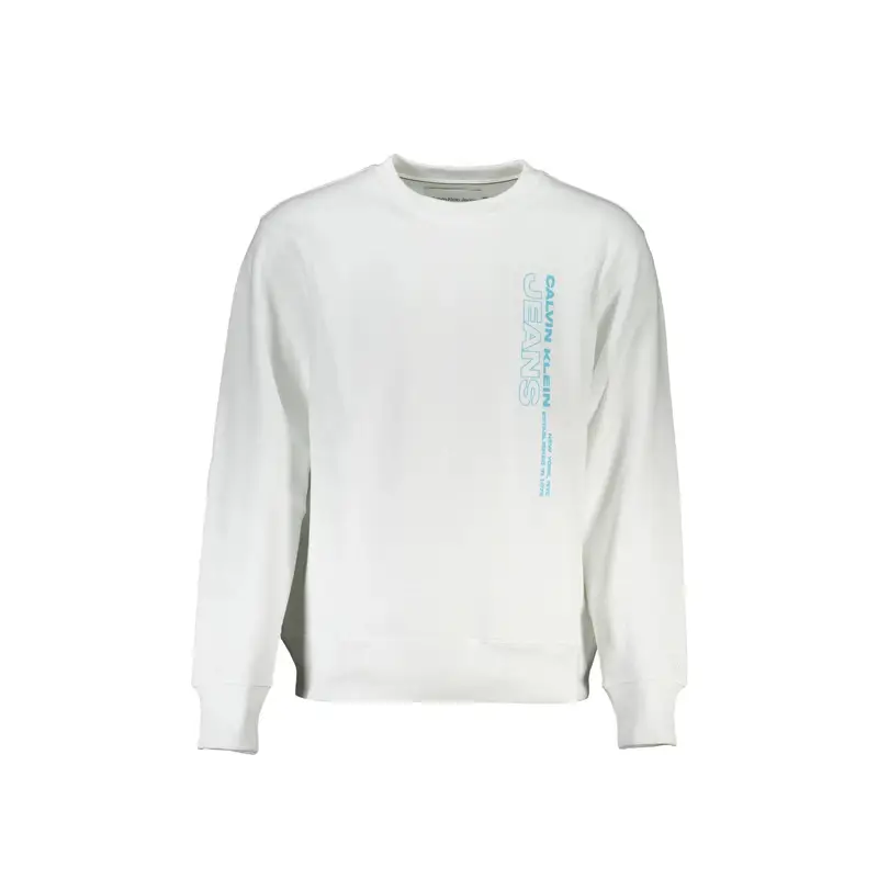 Felpa Uomo Bianca Girocollo Felpata Stampa Logo Bianco