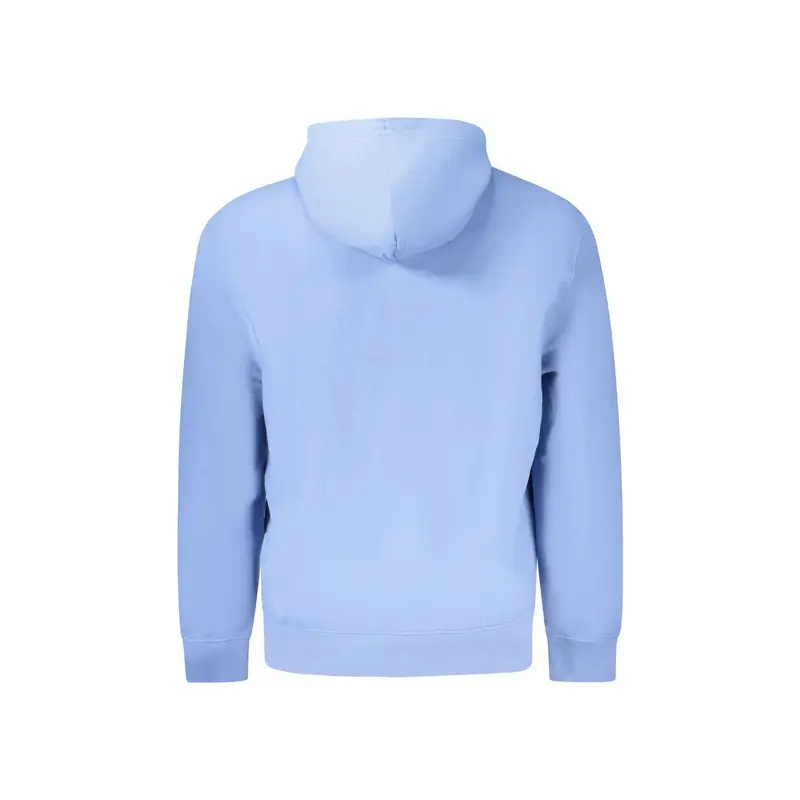 Felpa Uomo Blu Cappuccio Garzata Logo miniatura 2