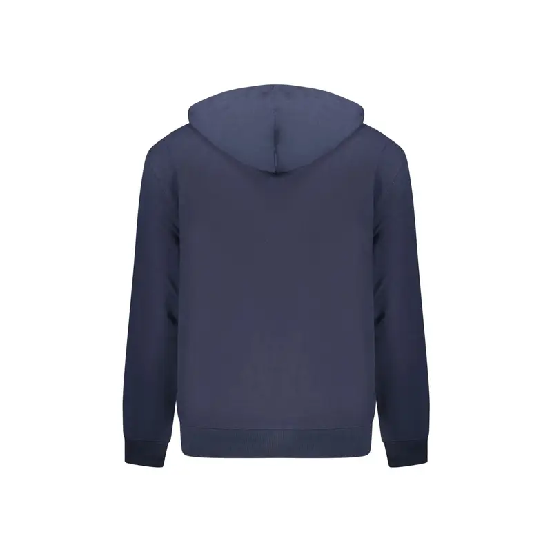 Felpa Uomo Blu Cappuccio Garzata Tascone Ricamo miniatura 2