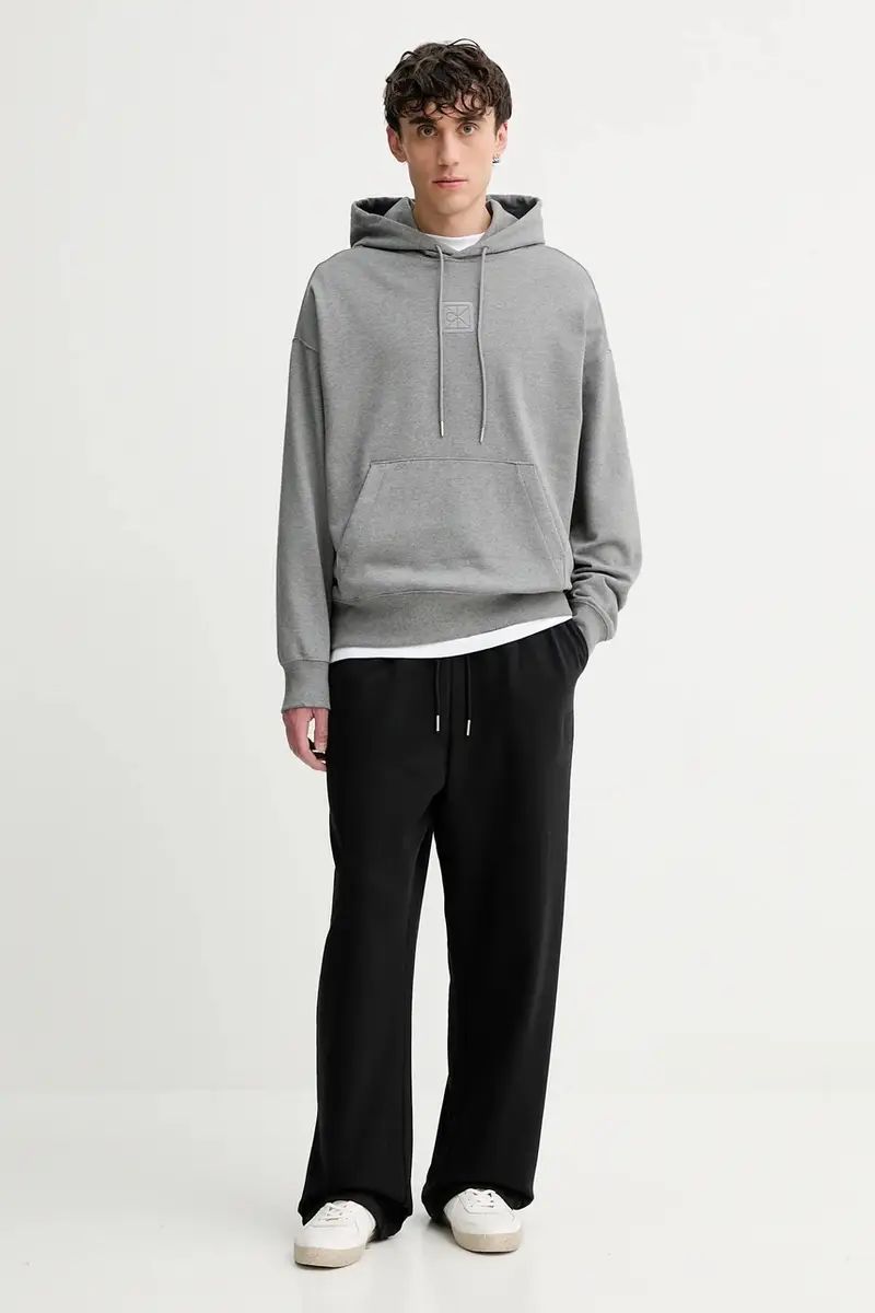 felpa uomo colore grigio con cappuccio con applicazione LV14LD225G miniatura 2