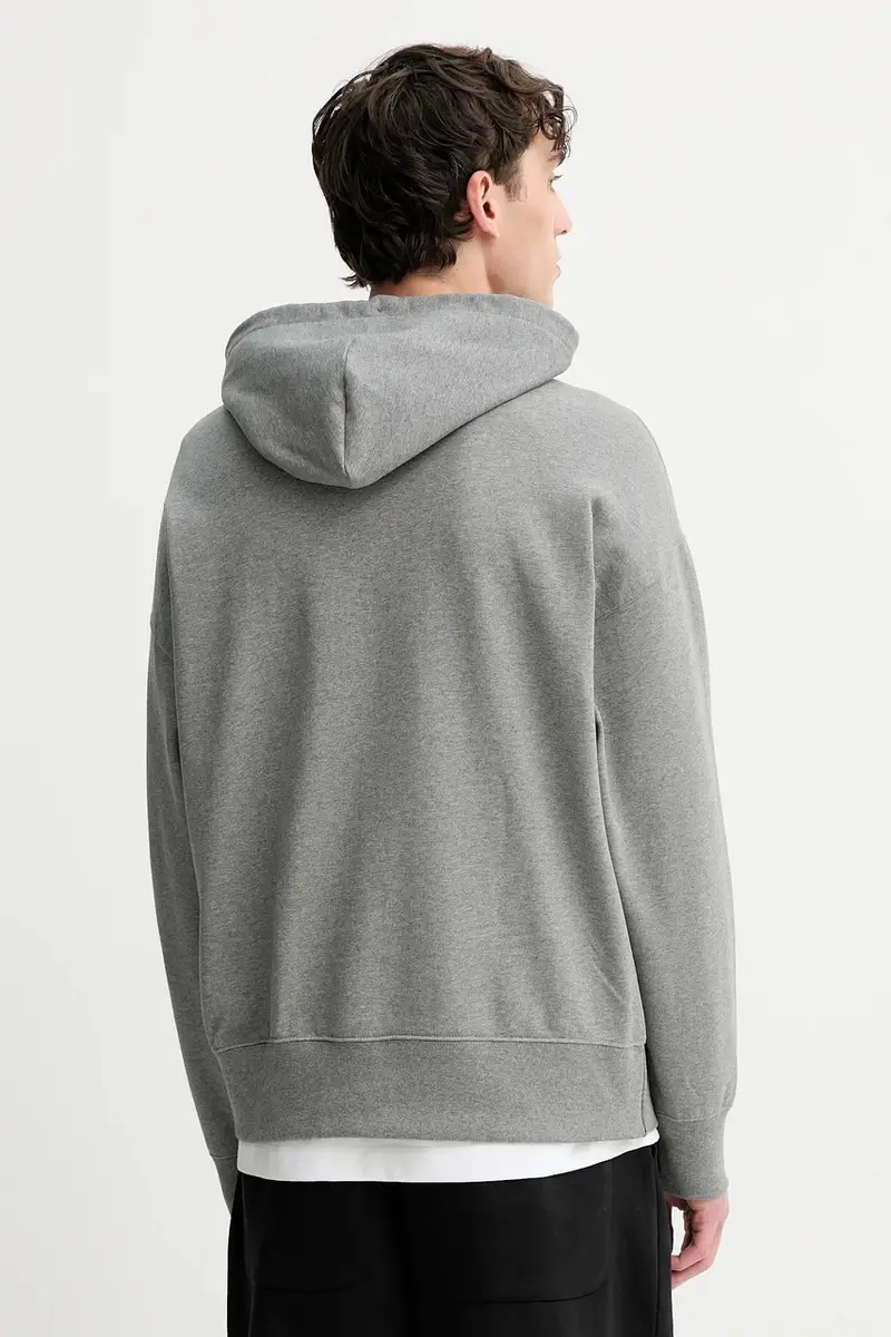 felpa uomo colore grigio con cappuccio con applicazione LV14LD225G miniatura 3