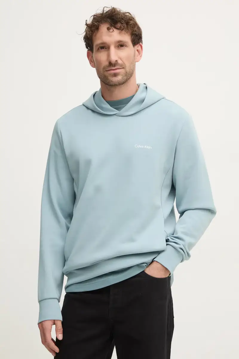 felpa uomo colore turchese con cappuccio K10K109927