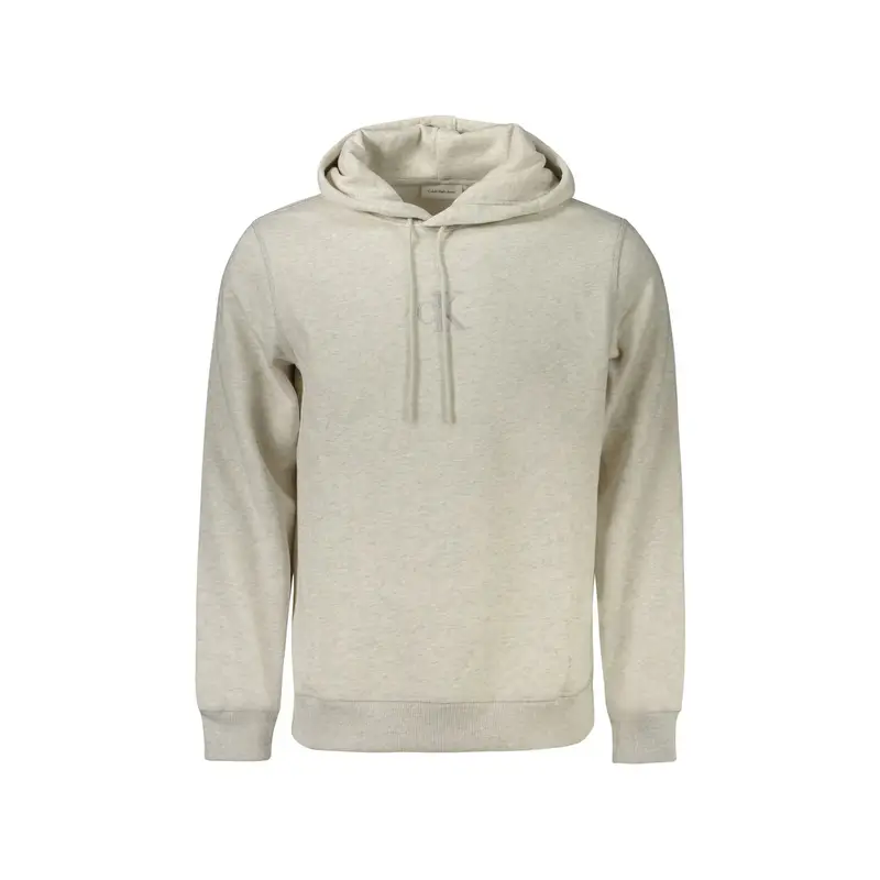 Felpa Uomo Grigia Cappuccio Felpata Ricamo Logo Grigio