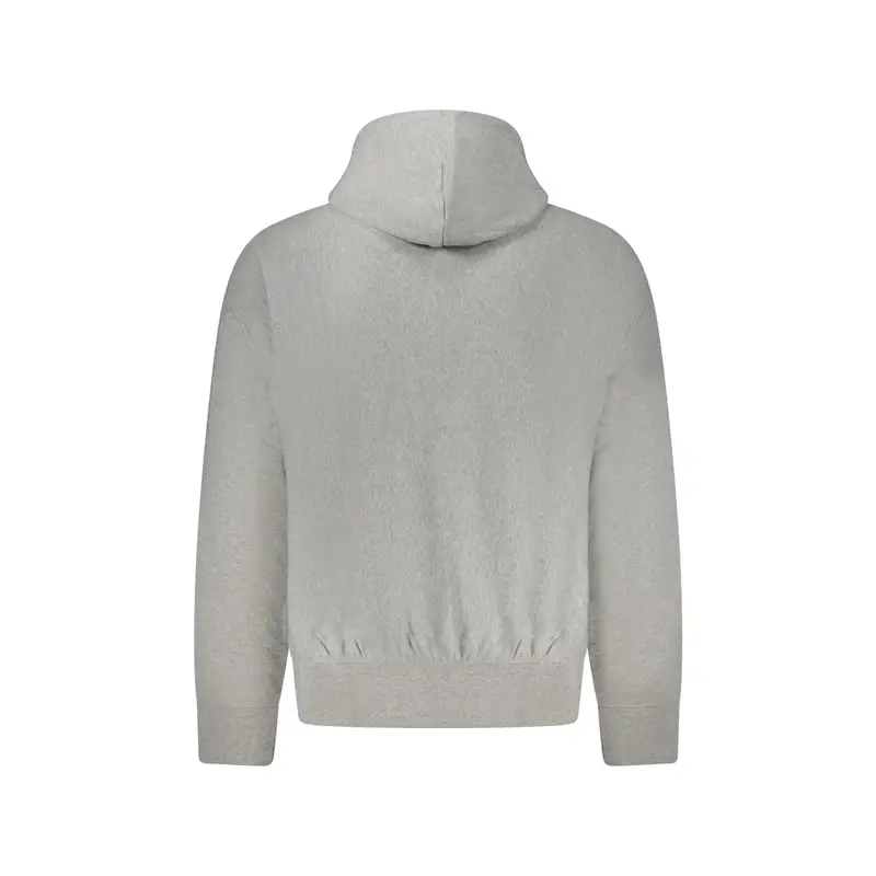 Felpa Uomo Grigia Cappuccio Garzata Logo Grigio miniatura 2