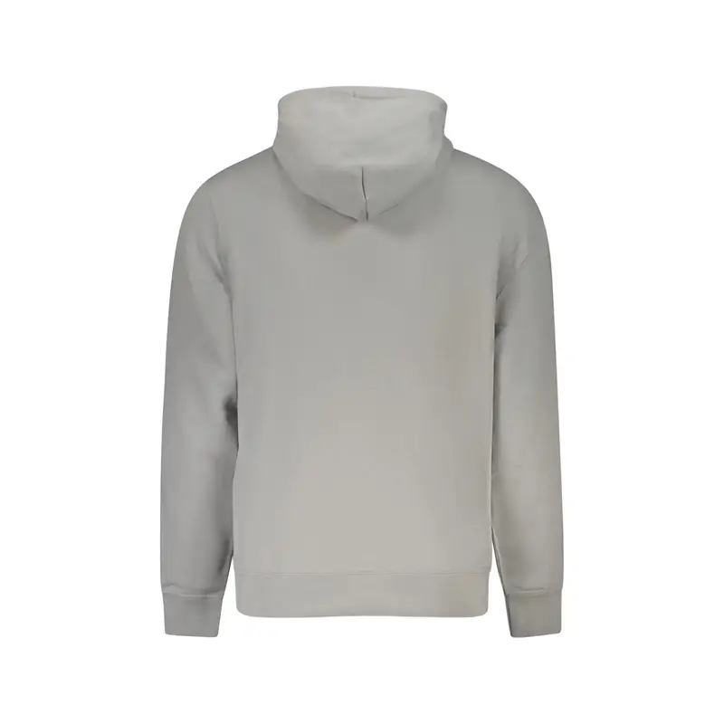 Felpa Uomo Grigia Cappuccio Garzata Tascone Logo Grigio miniatura 2