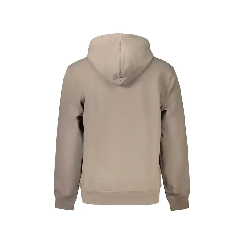 Felpa Uomo Marrone Cappuccio Garzata Tascone Stampa miniatura 2