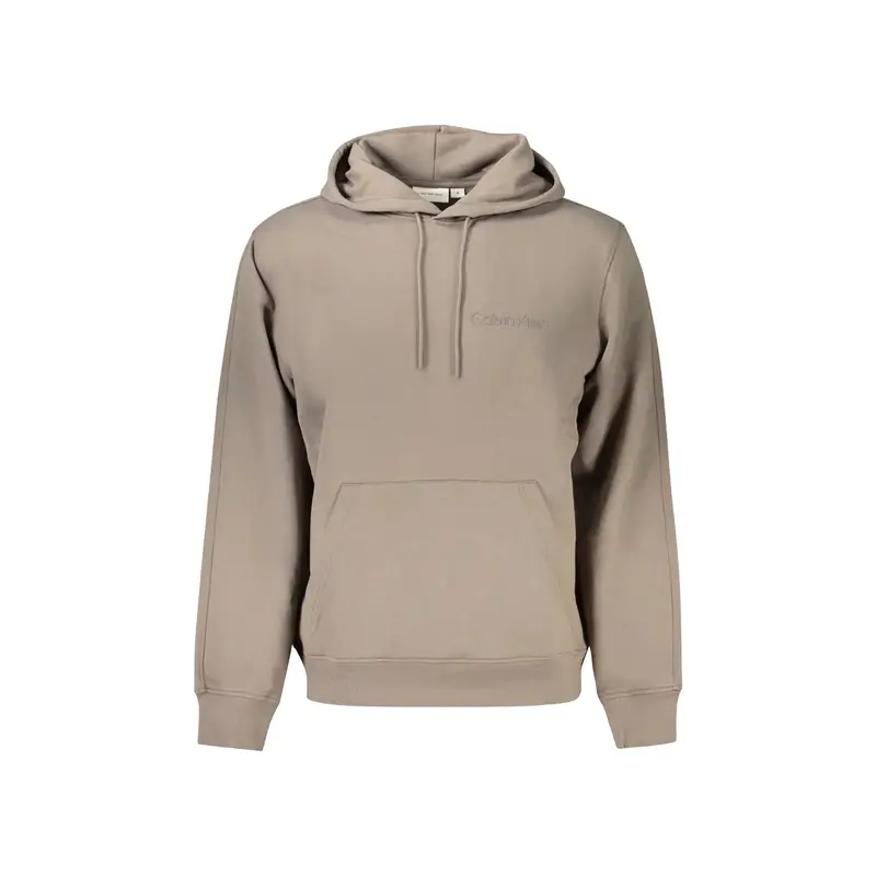 Felpa Uomo Marrone Cappuccio Garzata Tascone Stampa