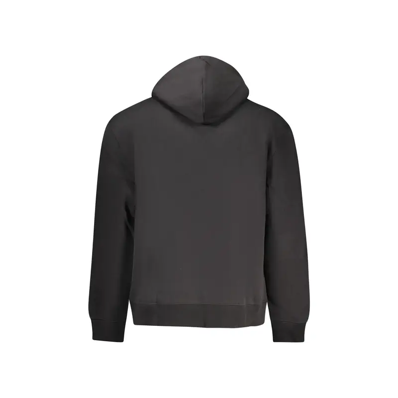 Felpa Uomo Nera Cappuccio Felpata Logo Nero miniatura 2