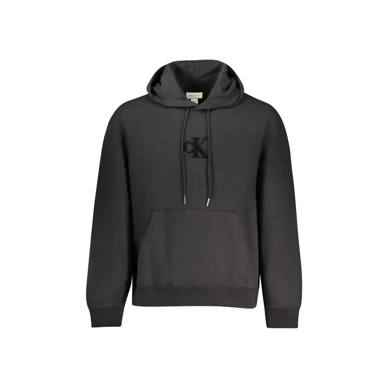 Felpa Uomo Nera Cappuccio Felpata Logo Nero