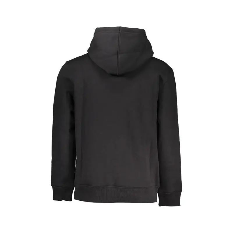 Felpa Uomo Nera Cappuccio Felpata Ricamo Stampa Nero miniatura 2