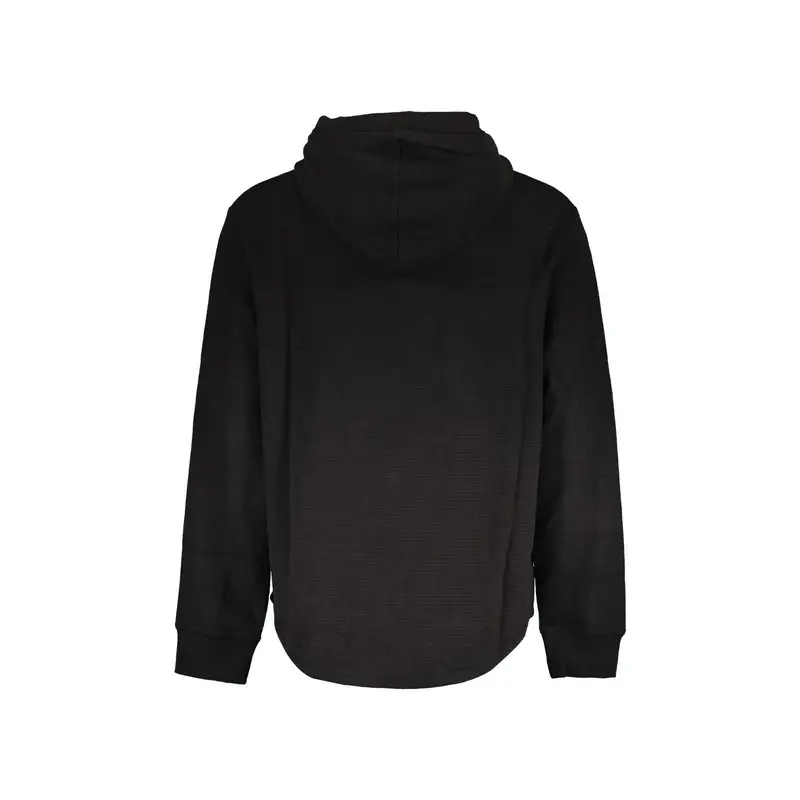 Felpa Uomo Nera Cappuccio Ricamo Stampa Logo Nero miniatura 2