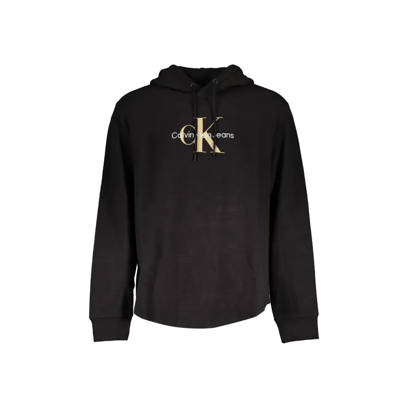 Felpa Uomo Nera Cappuccio Ricamo Stampa Logo Nero