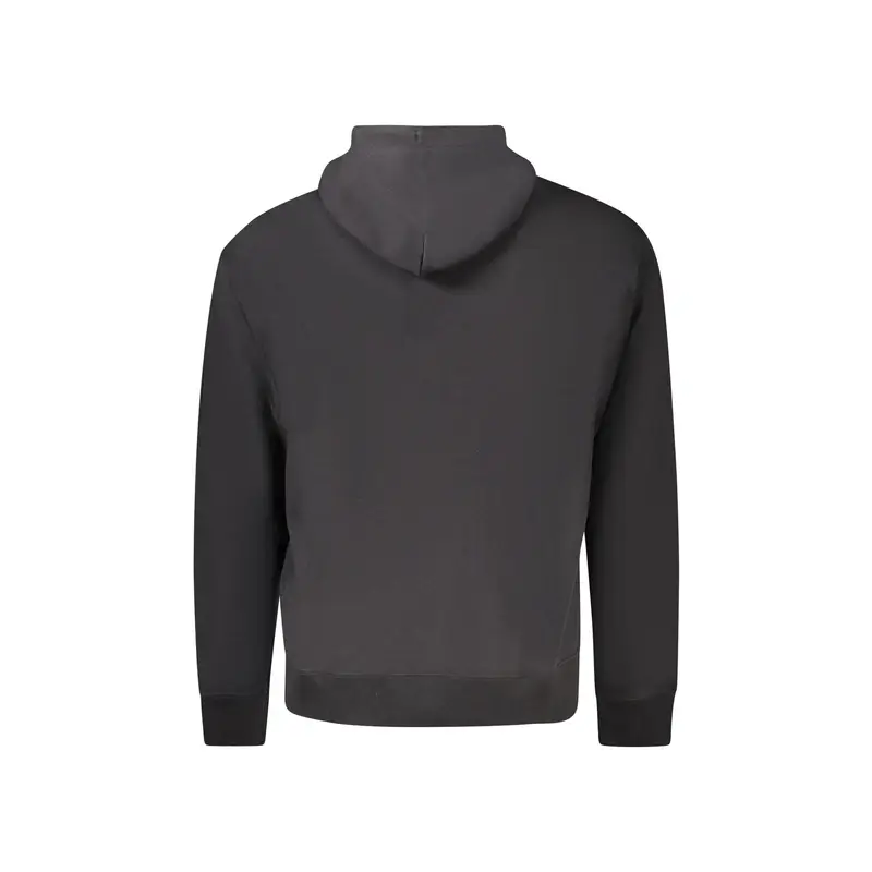 Felpa Uomo Nera con Cappuccio Garzata Logo Nero miniatura 2