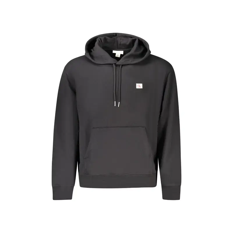 Felpa Uomo Nera con Cappuccio Garzata Logo Nero