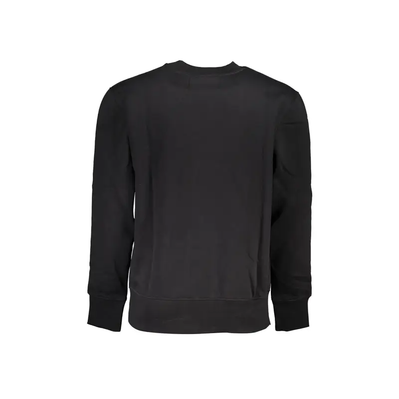 Felpa Uomo Nera Girocollo Felpata Ricamo Logo Nero miniatura 2