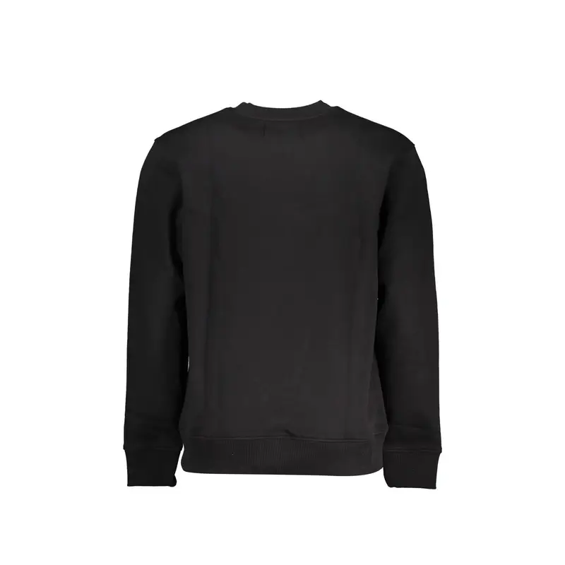 Felpa Uomo Nera Girocollo Felpata Ricamo Stampa Nero miniatura 2