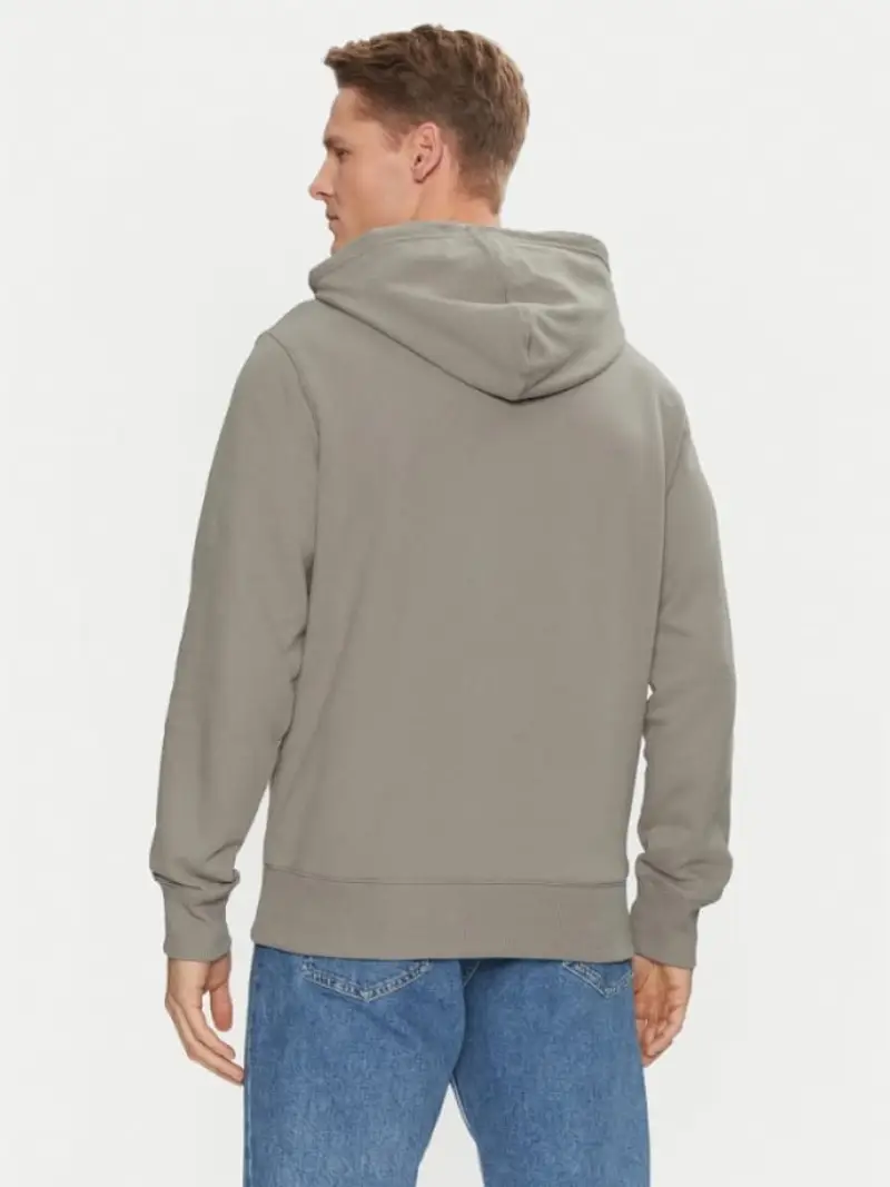 Calvin Klein felpa verde olive uomo in cotone con cappuccio patch logo sul petto miniatura 2