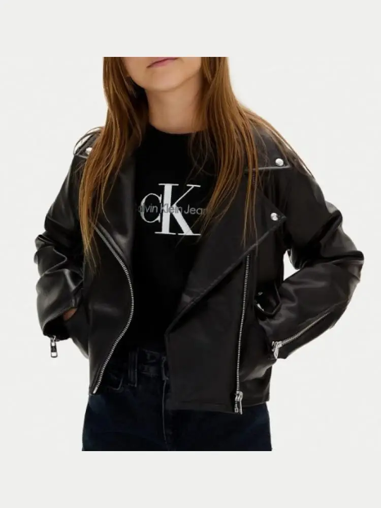 giacca biker kids/junior chiodo in ecopelle nero