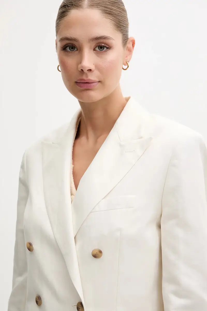 giacca in lino colore beige LV044B404G miniatura 4