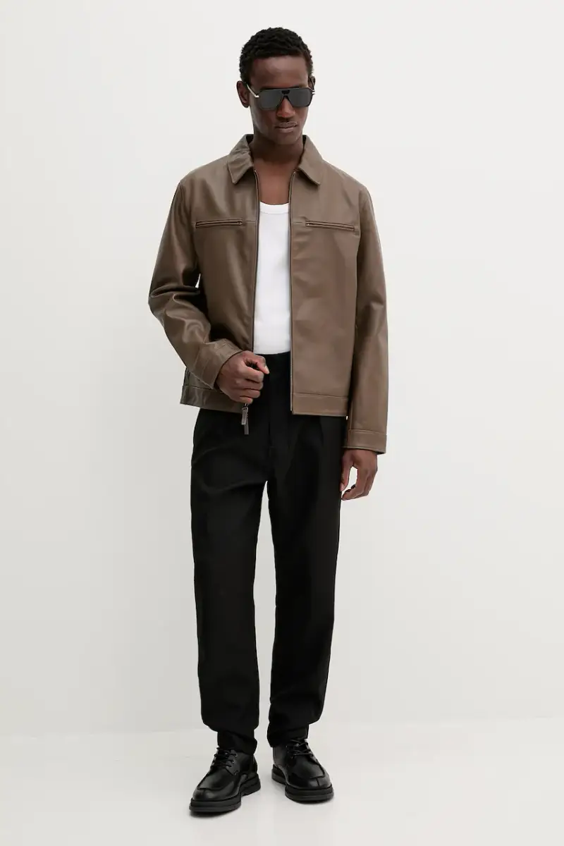 giacca in pelle colore marrone LV04LB901G miniatura 2