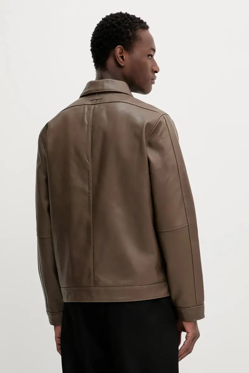 giacca in pelle colore marrone LV04LB901G miniatura 3