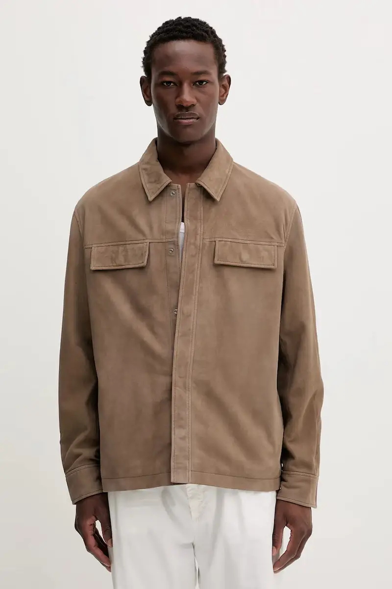 giacca in pelle scamosciata colore beige LV04LC425G