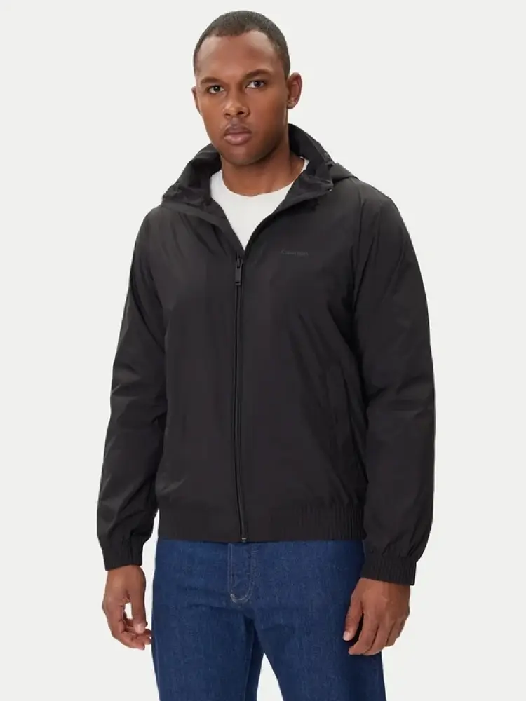 giubbotto con zip nero con logo