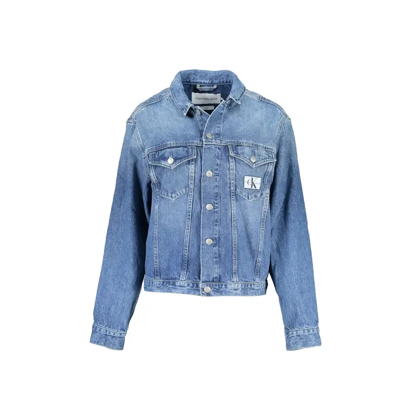 Giubbotto Donna Azzurro Effetto Slavato Logo