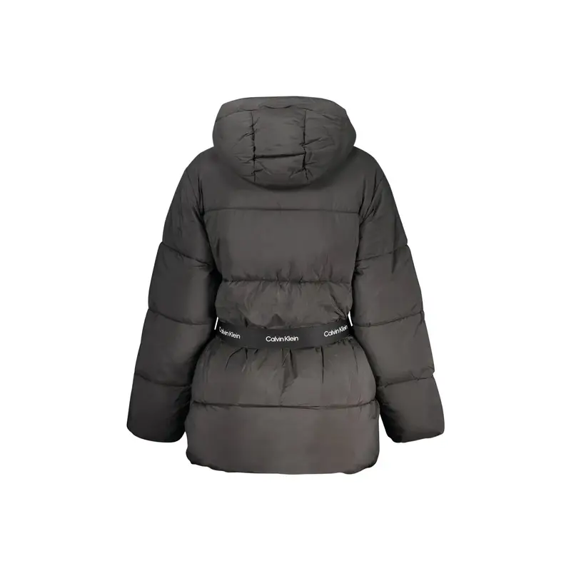 Giubbotto Donna Cappuccio Zip Tasche Water Repellent Logo Nero miniatura 2