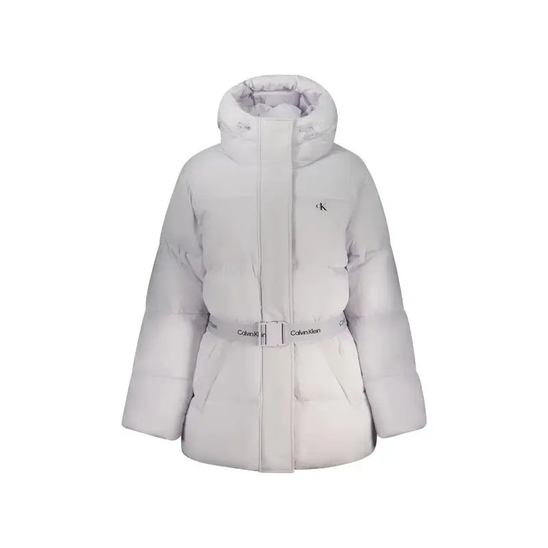 Giubbotto Donna Cappuccio Zip Tasche Water Repellent Logo Viola