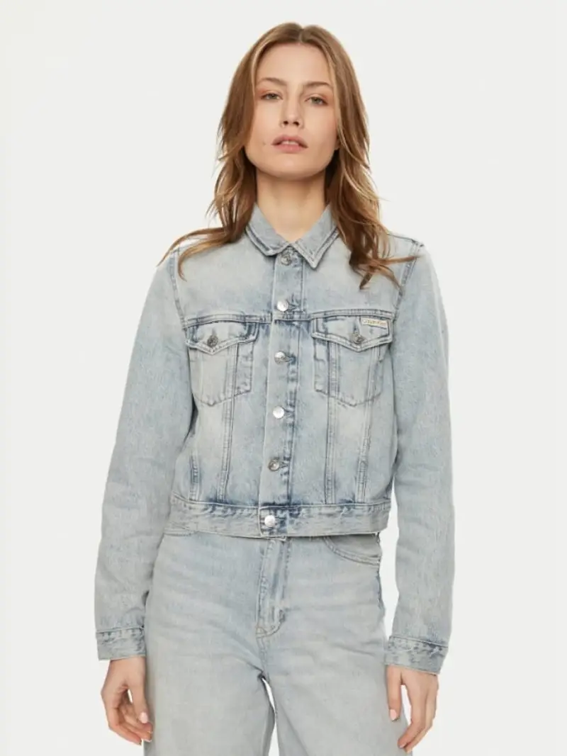 Calvin Klein giubbotto in denim donna regular fit patch logo sul petto