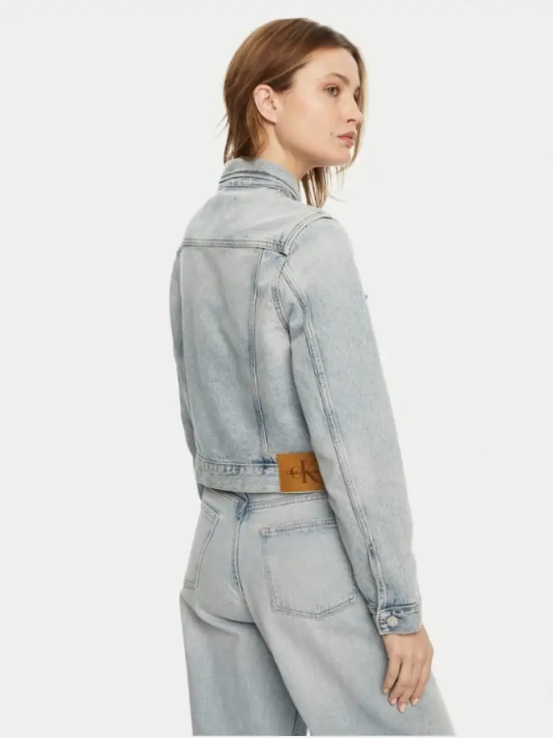 Calvin Klein giubbotto in denim donna regular fit patch logo sul petto miniatura 2