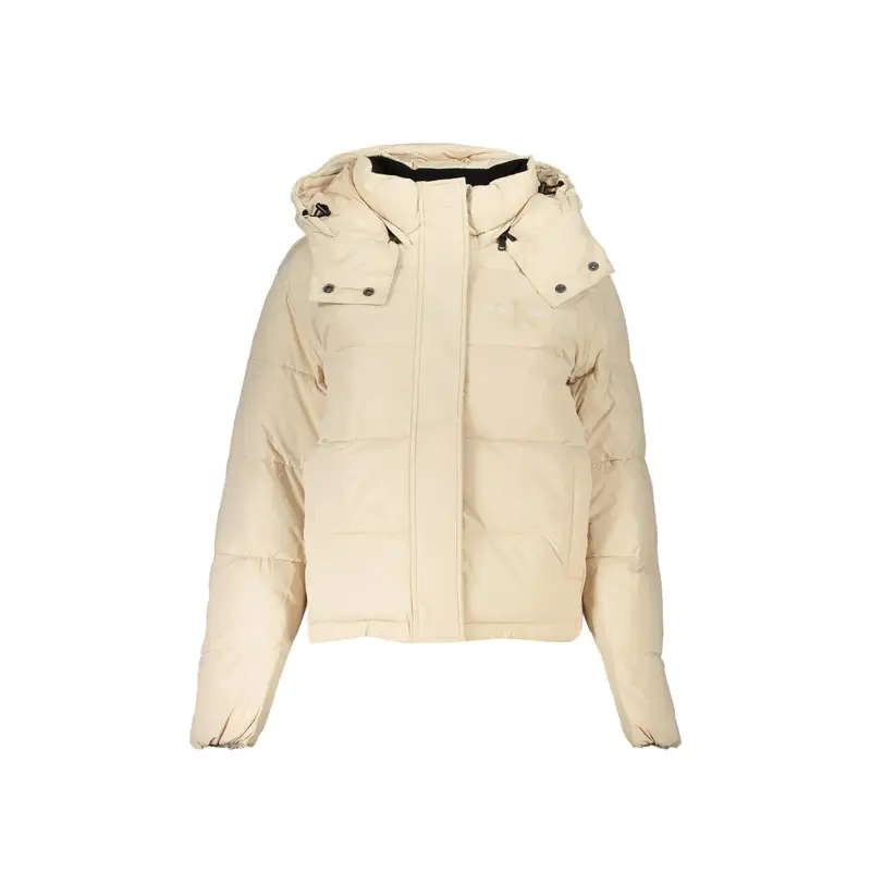 Giubbotto Maniche Lunghe Donna Beige Stampa Logo