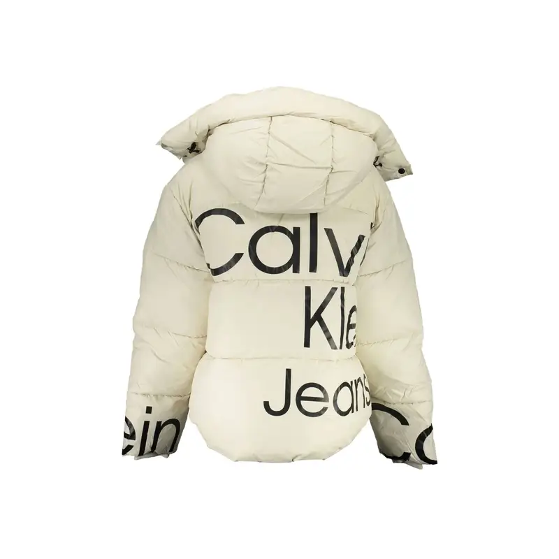 Calvin Klein Giubbotto Donna beige con Zip e Cappuccio Removibile miniatura 2