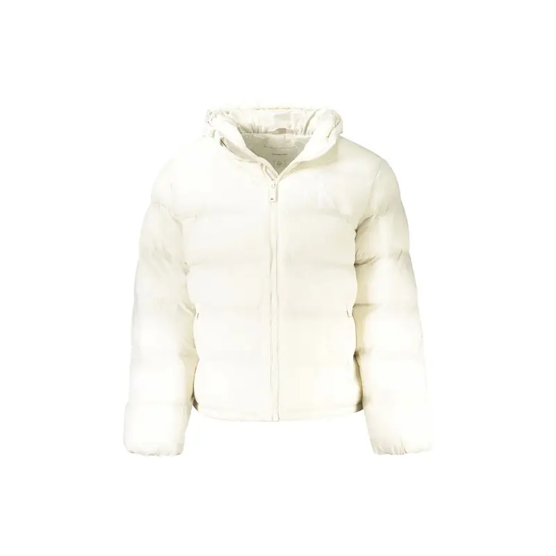 Calvin Klein Giubbotto Uomo Bianco con Zip e Stampa Logo