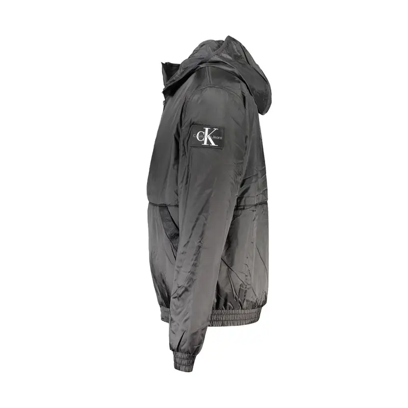 Giubbotto Maniche Lunghe Uomo Nero Zip Logo miniatura 2