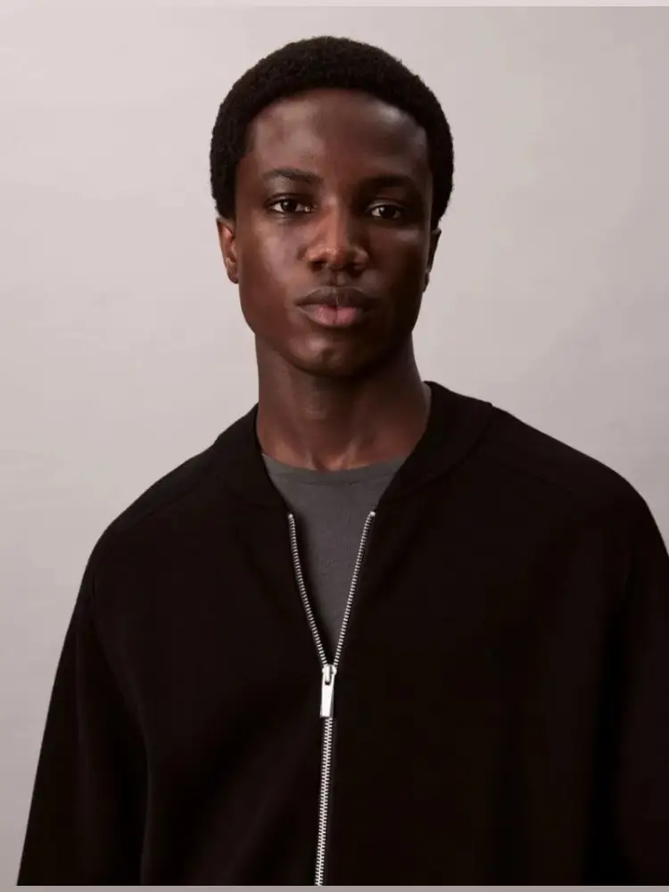 giubbotto nero uomo in viscosa logo sul fondo miniatura 2