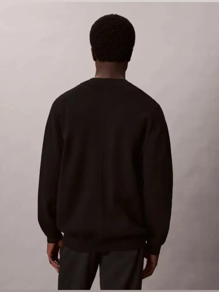 giubbotto nero uomo in viscosa logo sul fondo miniatura 3