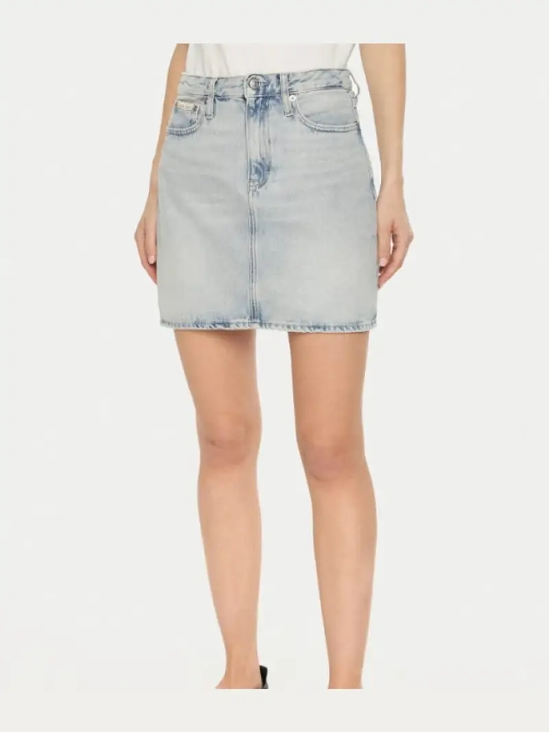 Calvin Klein gonna in denim chiaro donna in cotone patch logo sul retro