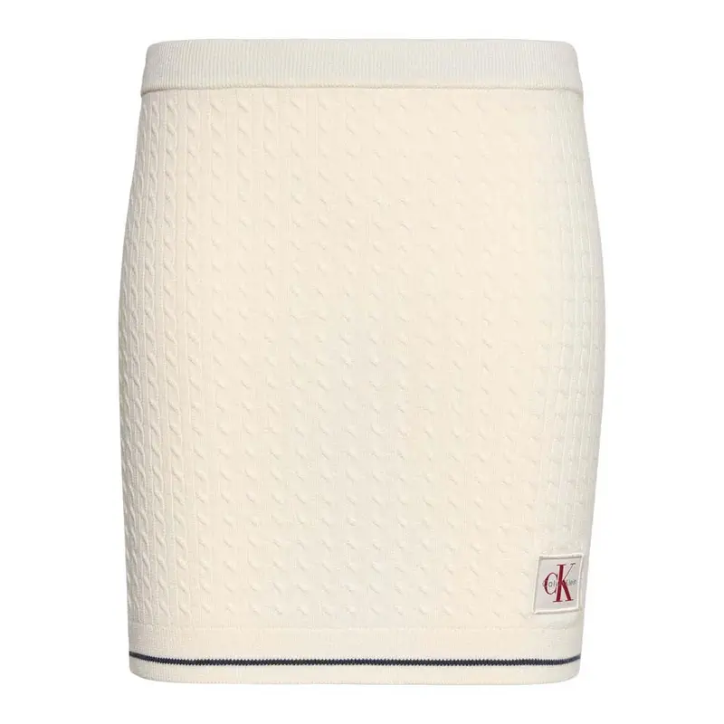 Gonna In Maglia Maniche Lunghe Microcable Bianco Donna XS