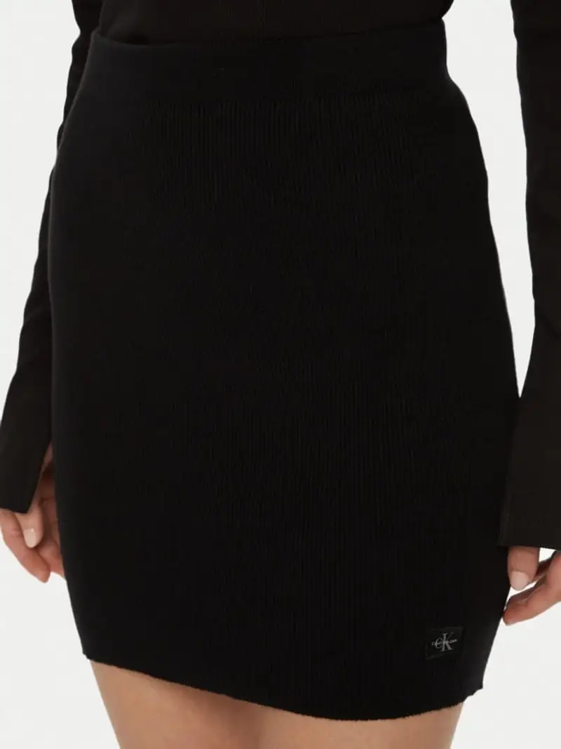 Calvin Klein gonna nera donna in maglia di cotone mini logo sul fondo