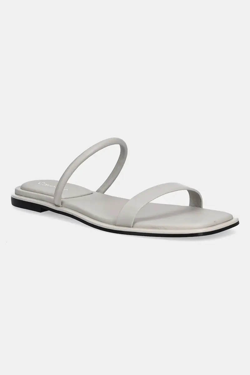infradito in pelle FLAT SANDAL SQUARED 2-BAR LTH donna colore grigio HW0HW02532