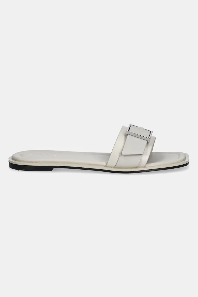 infradito in pelle FLAT SLIDE W/BUCKLE - LTH donna colore beige HW0HW02490 miniatura 2