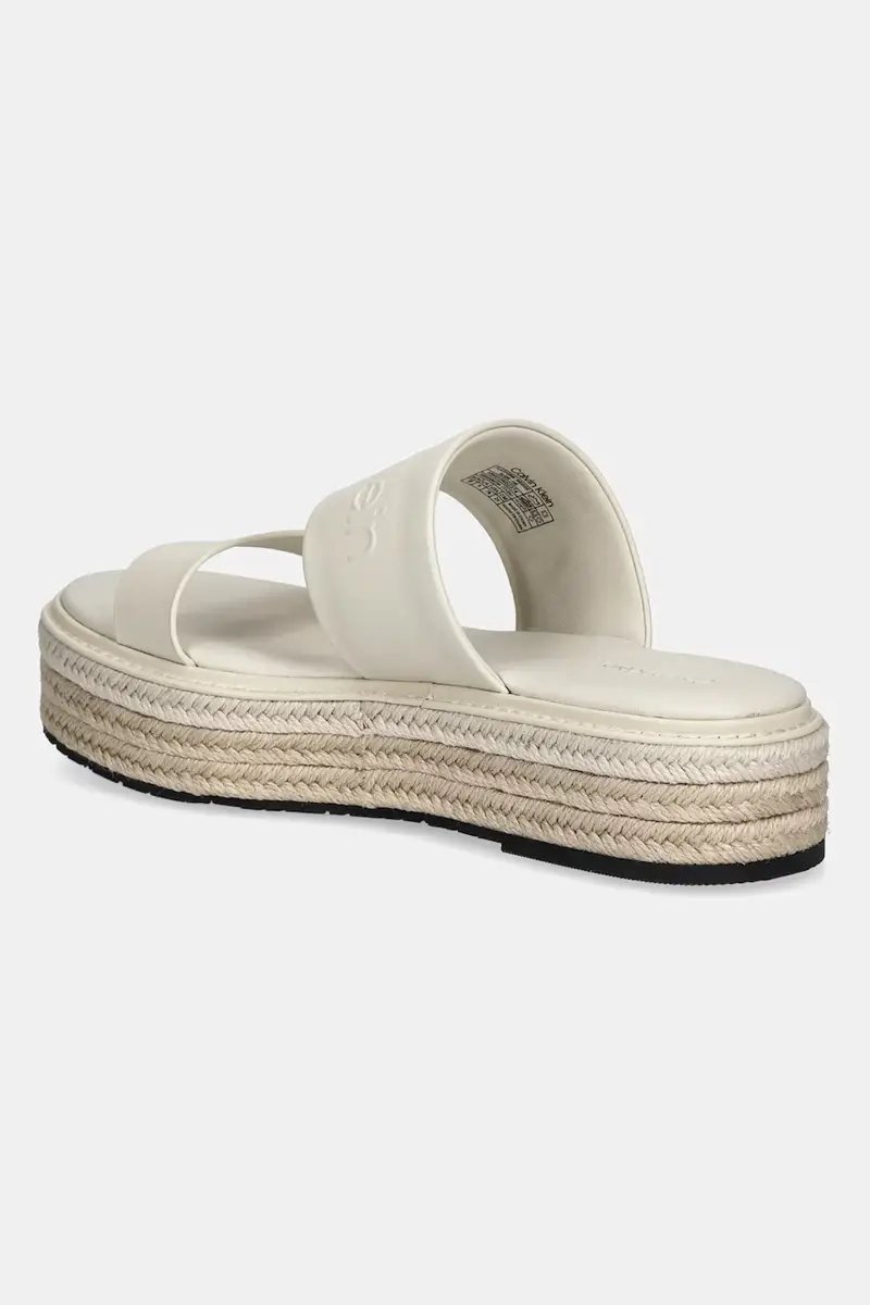 infradito in pelle FLATFORM WEDGE SLIDE - HE donna colore beige HW0HW02374 miniatura 3