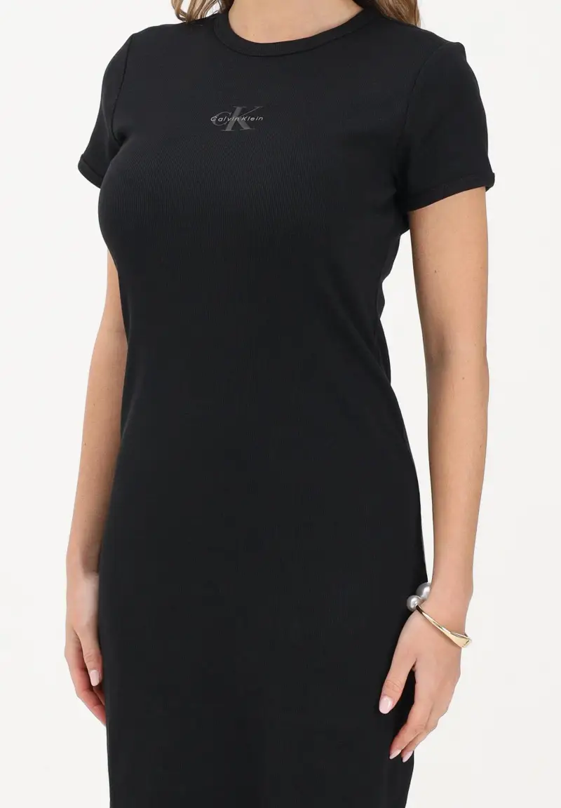 Abito corto nero da donna con logo miniatura 3