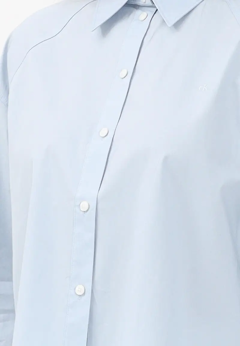 Camicia a manica lunga azzurra da donna miniatura 3