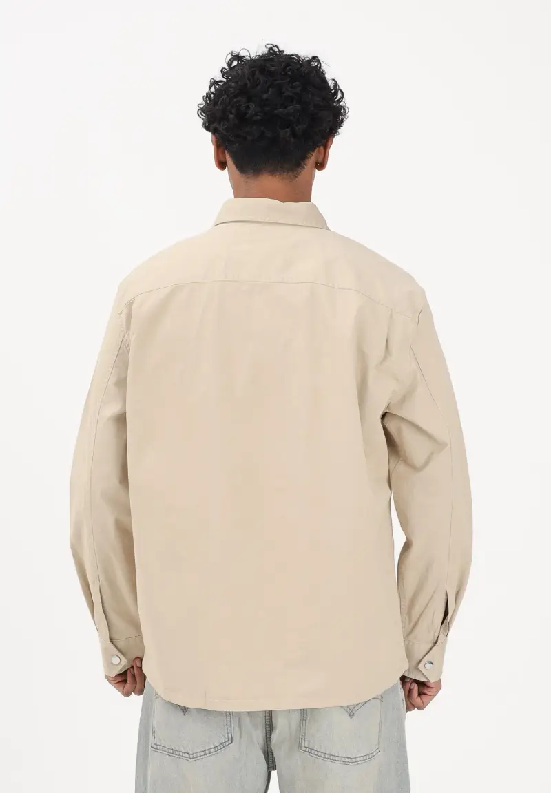 Camicia a manica lunga beige da uomo miniatura 3